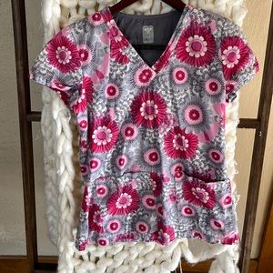 med couture flower scrub top